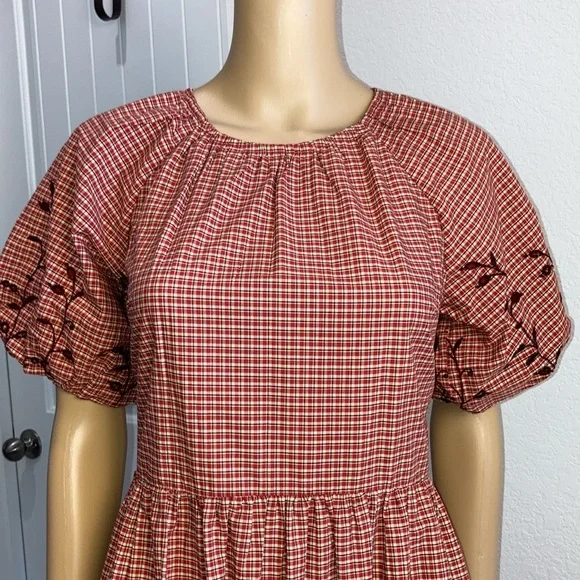 Madewell Embroidered Bubble-Sleeve Midi Dress Size 4 - Picture 11 of 17